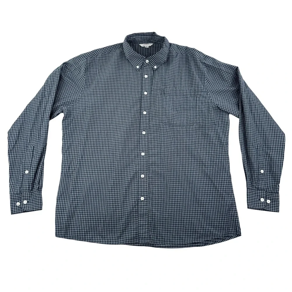 Clothing Arts Shirt Mens XL Blue Plaid Pick Pocket Proof P Cubed Travel Commute